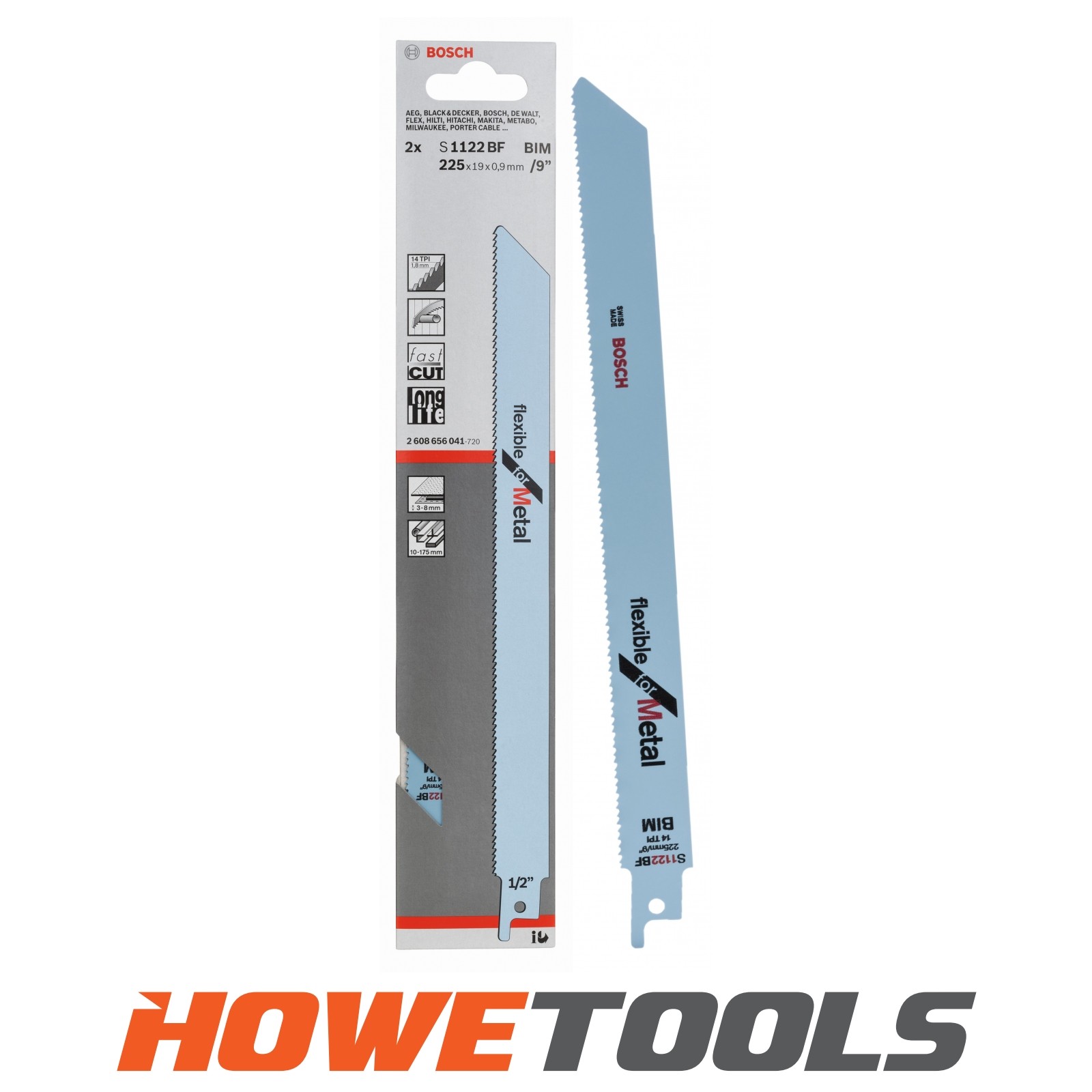 BOSCH S1122BF (pkt of 5) Flexible for metal 225mm