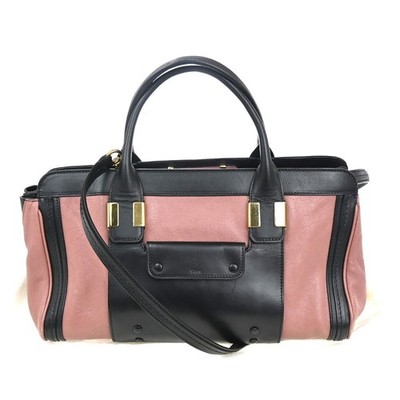 CHLOE Alice 2Way Shoulder Hand bag Leather Black Pink GHW Italy 35TA464