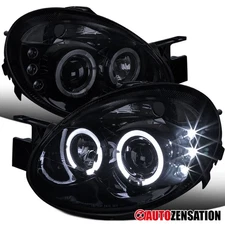 Fit 2003-2005 Dodge Neon Black Smoke LED Halo Projector Headlights Headlamps