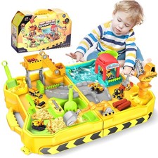 Construction Sand Kit with Foldable Sandbox Case - 1.1lbs Sensory Play Sand, ...