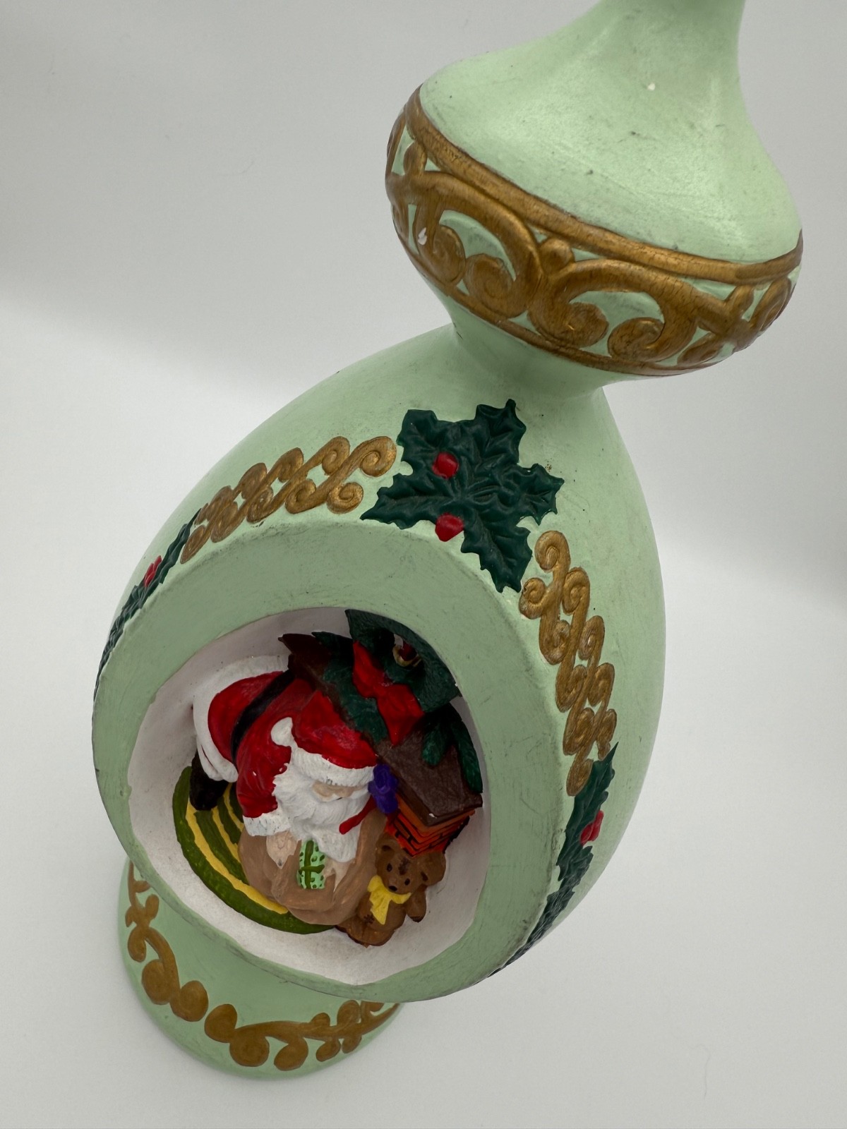 Vintage 1977 Byron Molds Christmas Ceramic Ornate Santa Tree Topper Table Topper