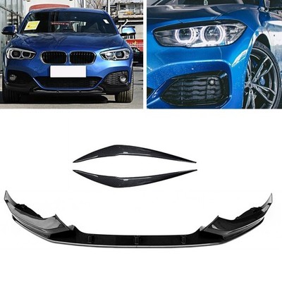 For BMW F20 F21 2015-2019 Front Spoiler Lip + Headlight Eyelid Cover CB Style