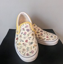 VANS Classic Asher Floral Botanical Print Slip-On Sneakers Size 6.5 White Yellow