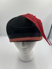 Vintage 1950s Sandswept Henry Pollak Co. Black Wool Hat w/ Red Feather Accent