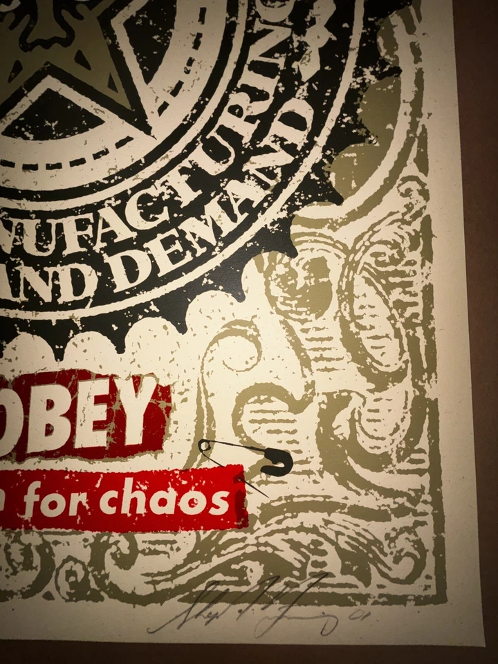 Serigrafía Shepard Fairey Obey Giant 2001 Cash for Chaos firmada numerada como nueva Foto 3 de 4