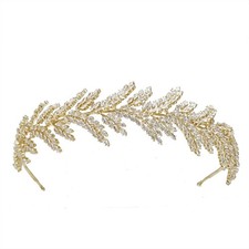 Bridal headpieces for Wedding Wheat-inspired Zirconia Headband for Bride Gold...
