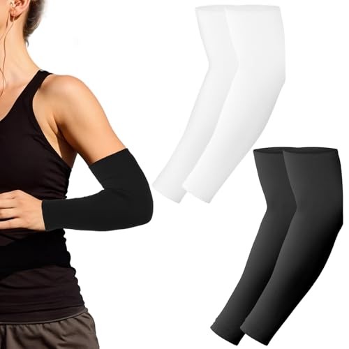 Grevosea 2 Pairs Sleeves to Cover Arms for Women, UV Protection Sun Sleeves 