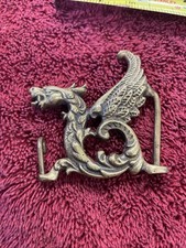 Solid Brass Dragon Winged Horse 1970s Vintage Belt Buckle