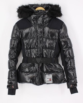 TOMMY HILFIGER ROSSIGNOL WOMENS SKI DOWN JACKET 40/L UK 12 JET BLACK RRP £695 IB
