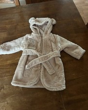 Baby&rsquo;s Warm Fleece Dressing Gown Age 0-3 Months Light Pink With Hood