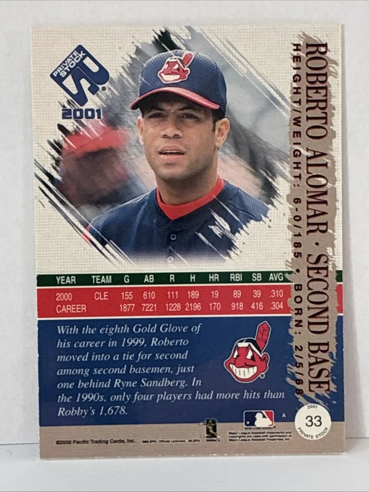 2001 Pacific Private Stock - Roberto Alomar #33 Silver Portraits 118/290 - Image 2 of 2
