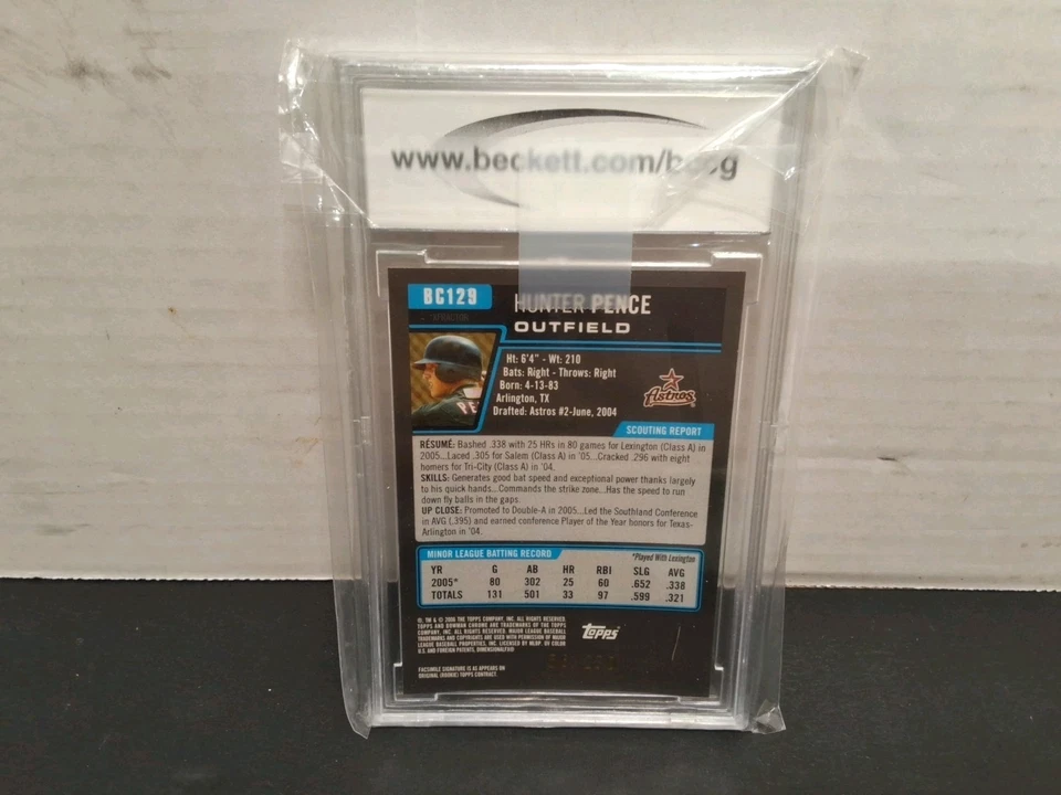Bowman Prospects 2006 cromo X-fractors #BC129 Hunter Pence automático BCCG como nuevo 10 Foto 2 de 4