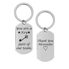 Double-Sided Engraved Team Appreciation Theme Dog Tag Keychain Personalized Gift