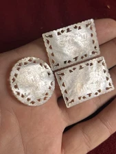 Carved mother-of-pearl overlays, author’s work, collectible, vintage.