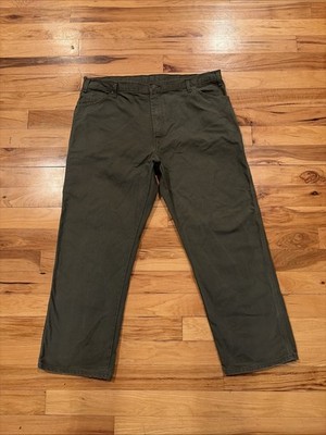Dickies Carpenter Pants Mens 42 x 30 Green Relaxed Fit Work Canvas Hammer Loop