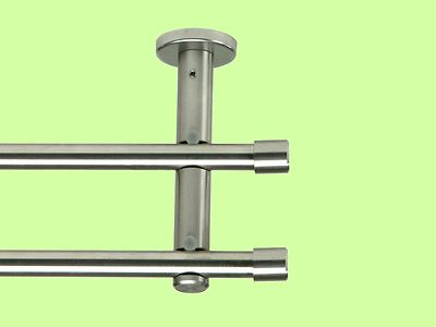 Doppel Gardinenstange ''Capo'' 16 mm Edelstahl Optik ab 100 bis 600 cm 1A Qualität