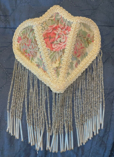 Vintage Fabric & Beaded Fringe Floral Night Light Cover