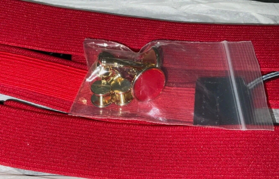 Pañuelo de hombre Warehouse rojo cummerbund/suspenders satinado ajuste todo atado lazo + Foto 4 de 4