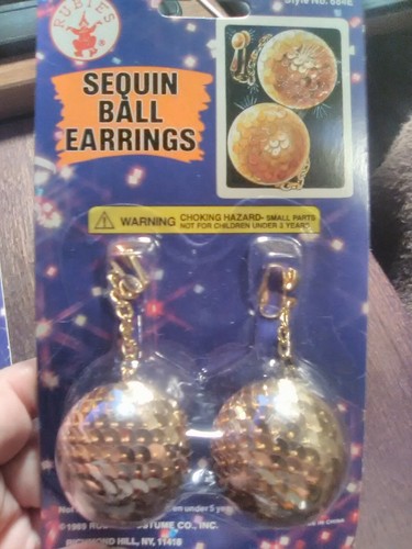 Rubies~Earrings Clip-On Sequin Golden Ball - Bild 8 von 12