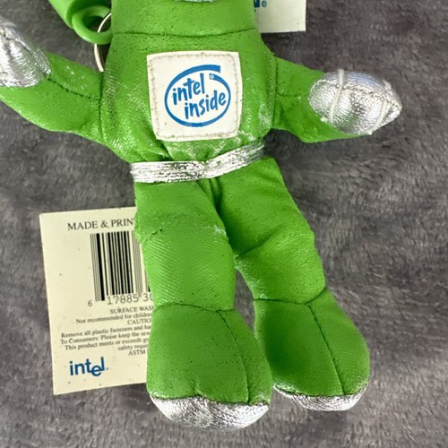 Intel Inside Pentium Spaceman Astronaut Plush Green Key Ring VTG 90s W/ Peeling - Picture 3 of 12