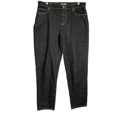 Eileen Fisher Straight Jeans Women  s 10 Organic Cotton Spandex Blend Black Denim