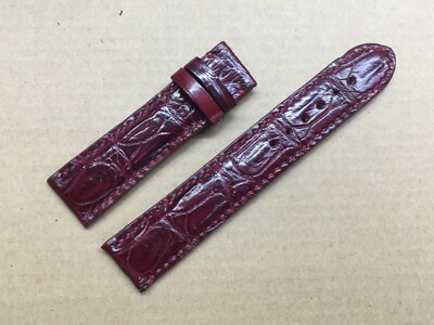 20mm/18mm Burgundy Alligator Crocodile Embossed Leather Watch Strap Band