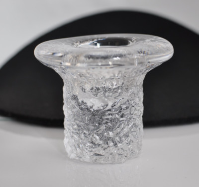 Orrefors Kerzenständer oder Vase SVAMPEN Pilzform massives Glas Eisglas Vintage