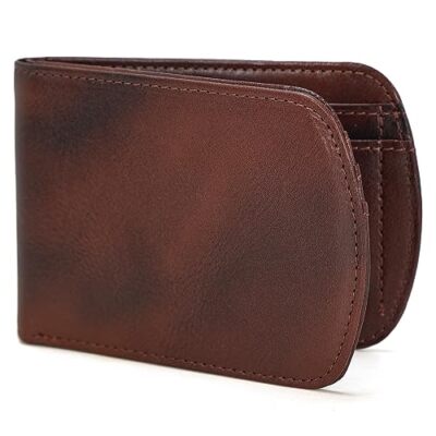 Polare Slim Curve Front Pocket Rfid Blocking Italian Real Leather Bifold Wallet 