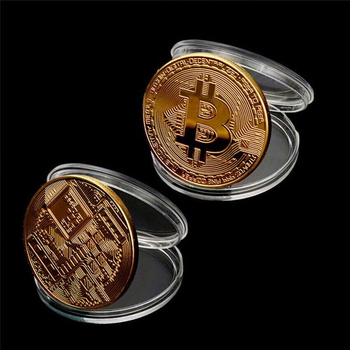 3 Pcs Bitcoin Collectors Commemorative Plated Gold Bit Coin Silver Gold Rose - Picture 5 of 5