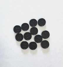 12 Buttons Black Plastic 6-Hole Sew Through Sewing 15 mm #BK32