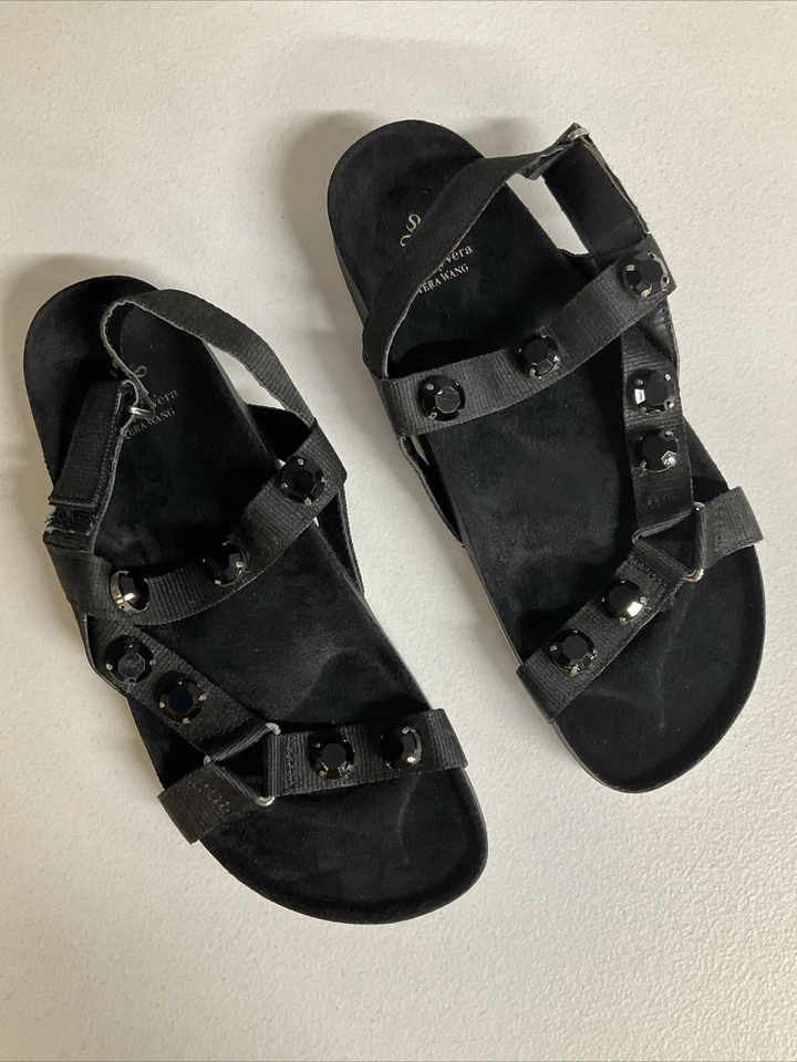 Simply Vera Wang Womens Black Sandals Rhinestone Size 7 - Image 2 of 4