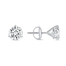 4 Ct Round F/VS Lab Grown Diamond Stud Earrings Real 950 Platinum IGI Certified