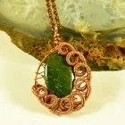 Lemurian Jade Crystal Pendant Copper Wire Wrapped Authentic Handmade Jewelry