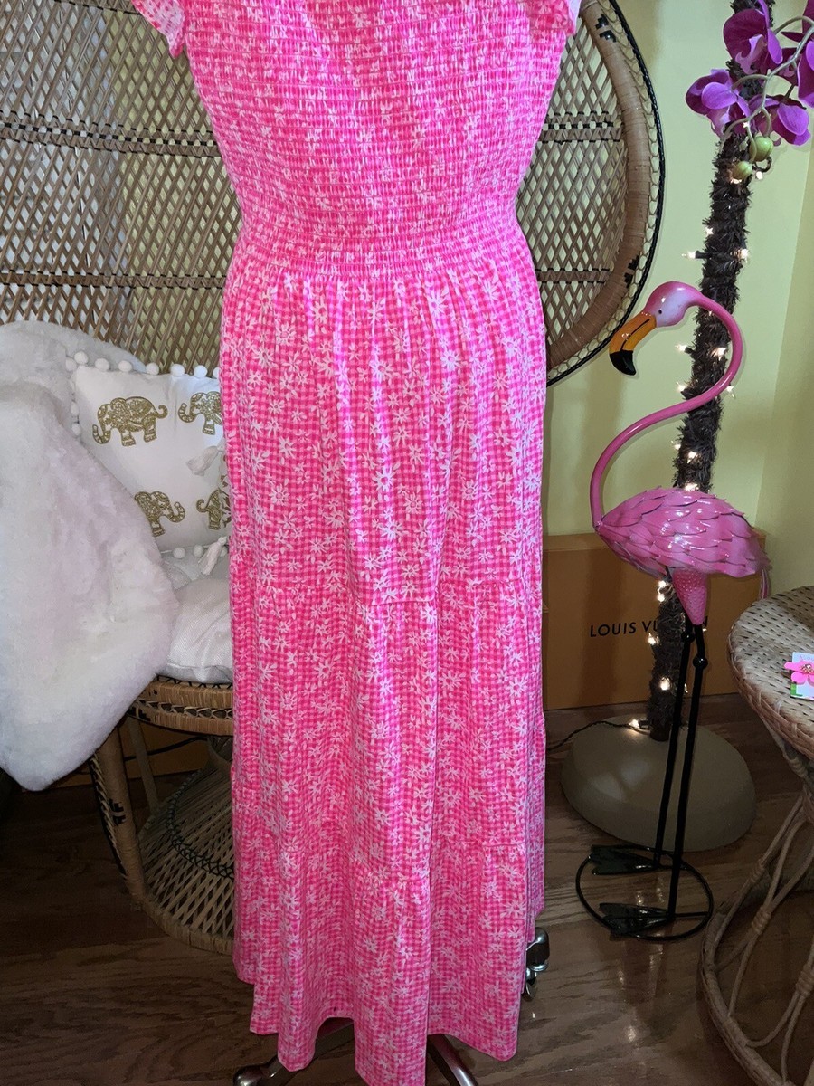 Lilly Pulitzer NWT Jilly Smocked Midi Dress Aura Pink Check You Out Size  M,XL | eBay