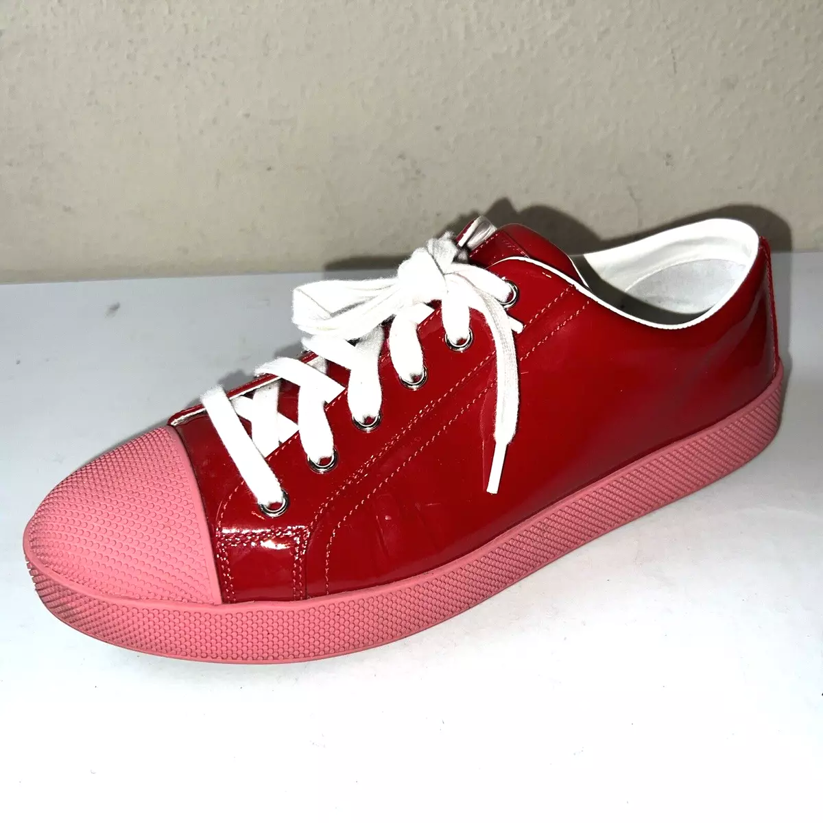 Prada top red sneakers
