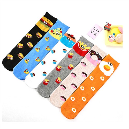 6pairs Girls Socks Knee High Stockings Funny Cartoon Food Warm Cotton Socks - Picture 3 of 10