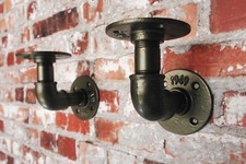 Industrial Steel Elbow Shelf Brackets (Pair)  - Powder Coated Any Colour!!