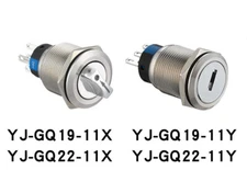 metal key selector switch stainless steel with light 2/3pos YJ-GQ19/22-11X/Y