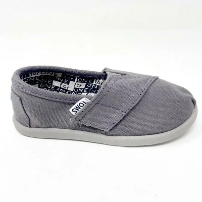 TOM'S Toms Classics Ash Tiny Toddler Slip On Casual Canvas Flat Shoes
