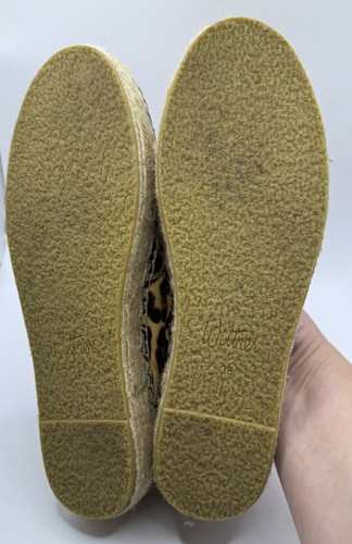 Wittner Flats Leather Leopard Print Dyed Fur Espadrille Slip On Shoe EUR 38 US 7 - Picture 8 of 9