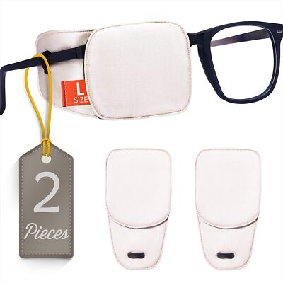 2Pcs Large Silk Eye Patches for Adults Kids Big Glasses to Cover Either Eye (...