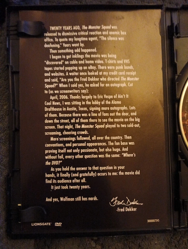 The Monster Squad (2 DVD SET, 2007, 20th Anniversary Edition) w/Insert New &OPEN - Image 2 of 4