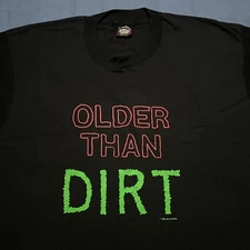 1990 Unworn OLDER THAN DIRT XL T-Shirt Vintage NEON GREEN PINK Screen Stars Best