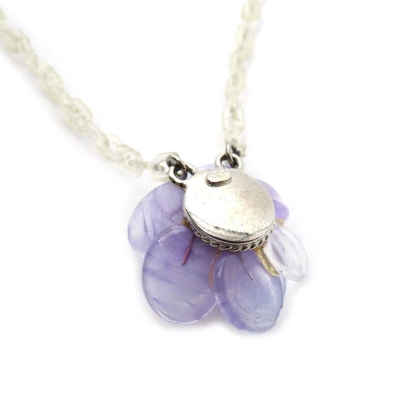 香奈儿山茶花椰子花紫色透明项链吊坠 40 厘米配件 — 第 4/4 张图片