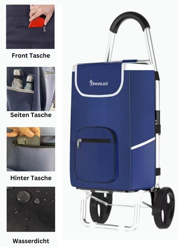 56L Einkauf Trolley Einkaufswagen Trolley Tasche Aluminium Stabil - Bild 9 von 11