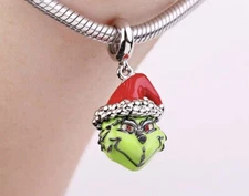 Grinch Sterling Silver S925 dangle charm. 