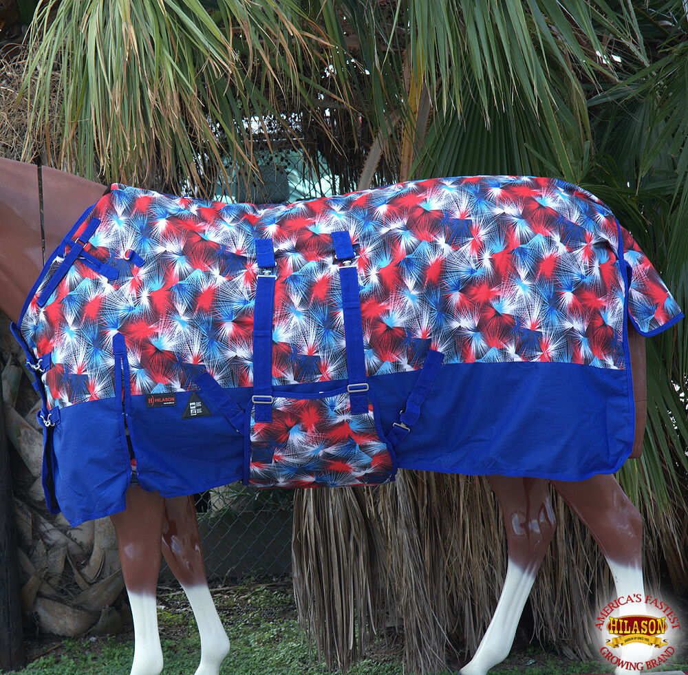 CH76 76 Hilason 1200D Winter Poly Horse Sheet Belly Wrap Fireworks Print CH76 76 Hilason 1200D Winter Poly Horse Sheet Belly Wrap Fireworks Print
