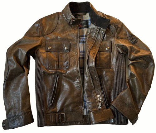 BELSTAFF GANGSTER MOTORCYCLE ANTIQUE BRONZE LEATHER JACKET NWT SZ:M IT48 UK/US38 - Picture 22 of 23