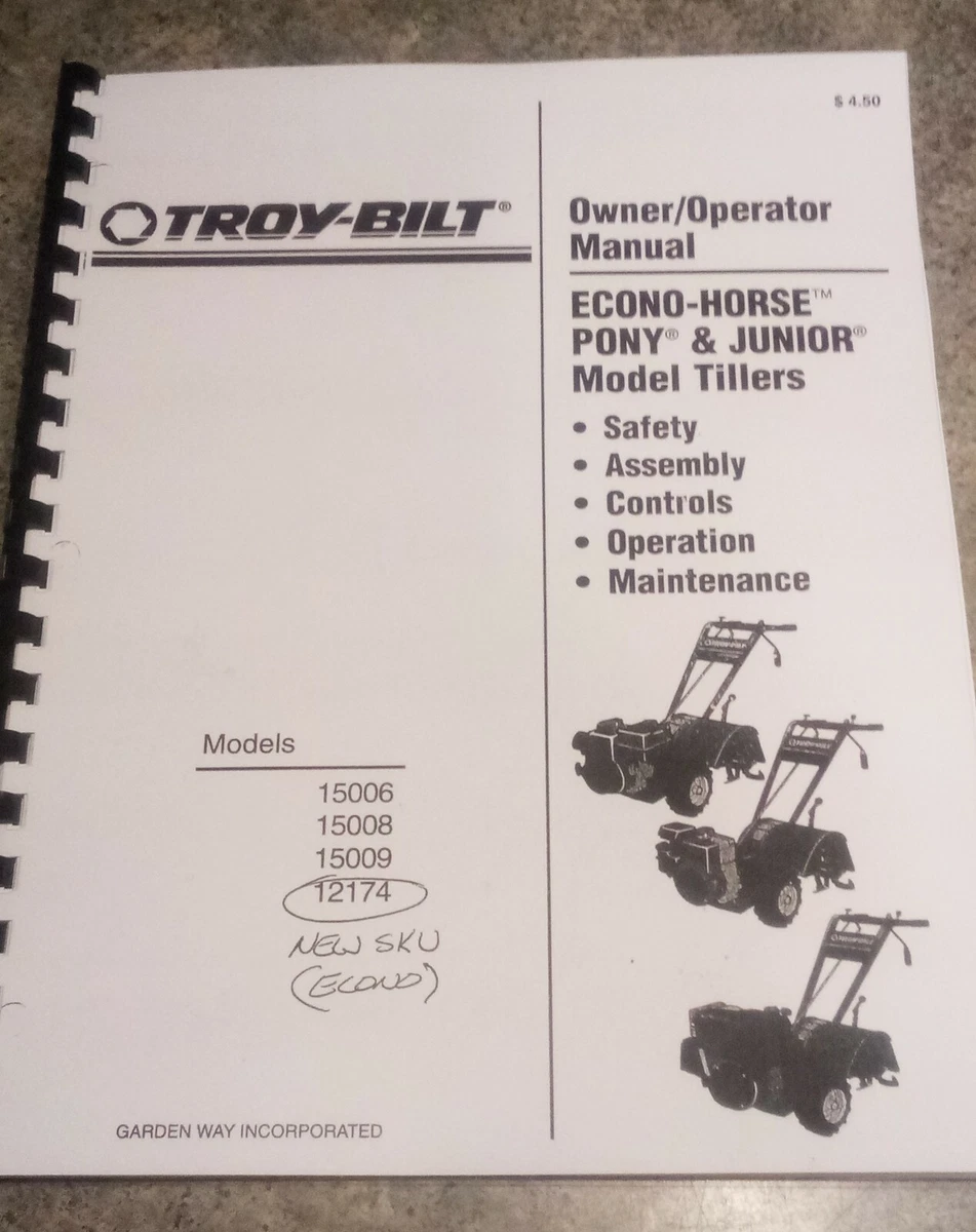 Owners manual for troy bilt pony riding mower online
