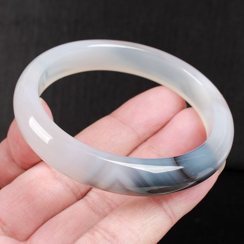 59 MM Certified Natural Agate Chalcedony Pink. ice Jade Bracelet Bangle 0405 - Picture 7 of 8